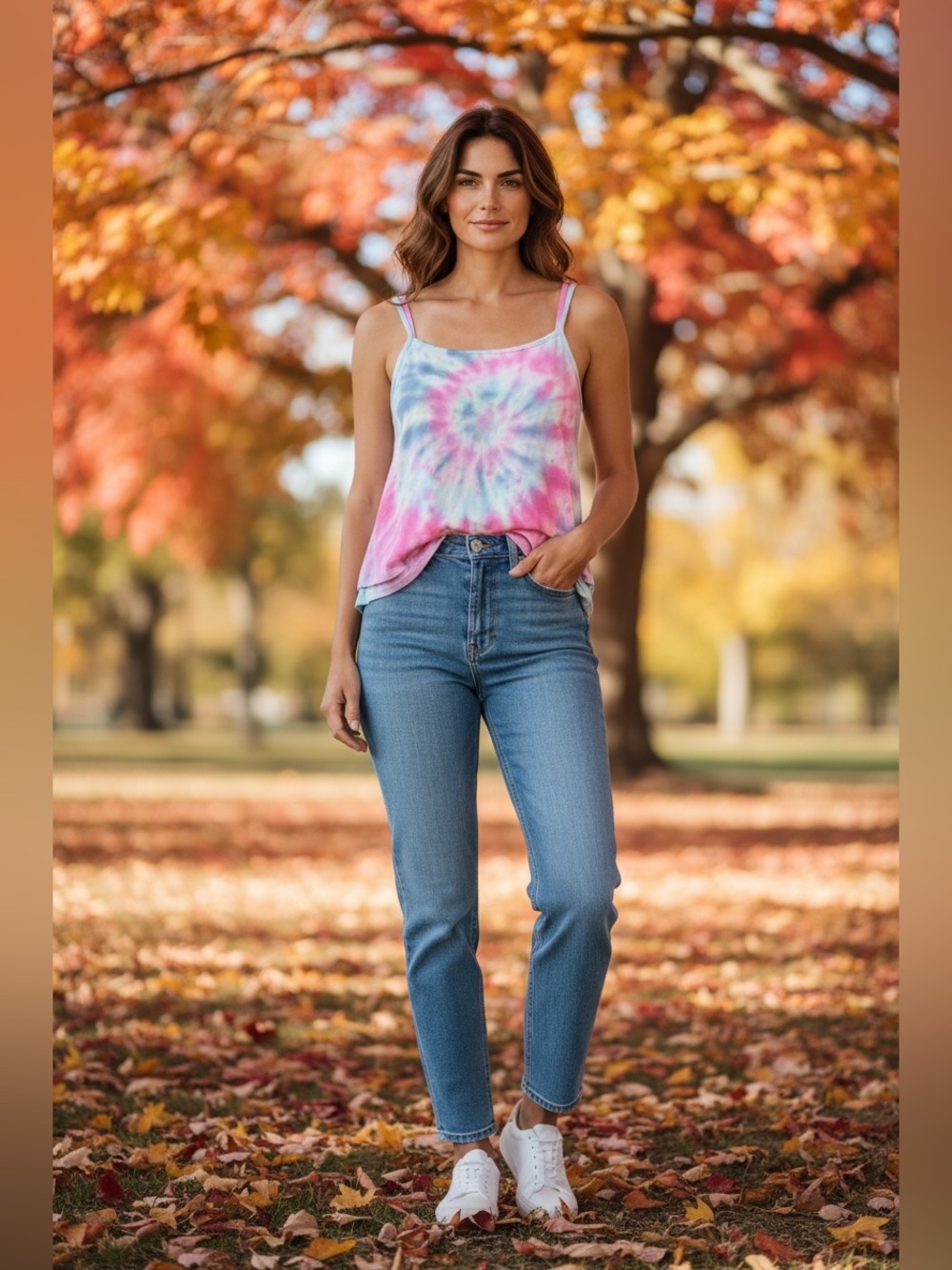 Old Navy Handmade Tie-Dye Spaghetti Strap Camisole in Pink and Blue